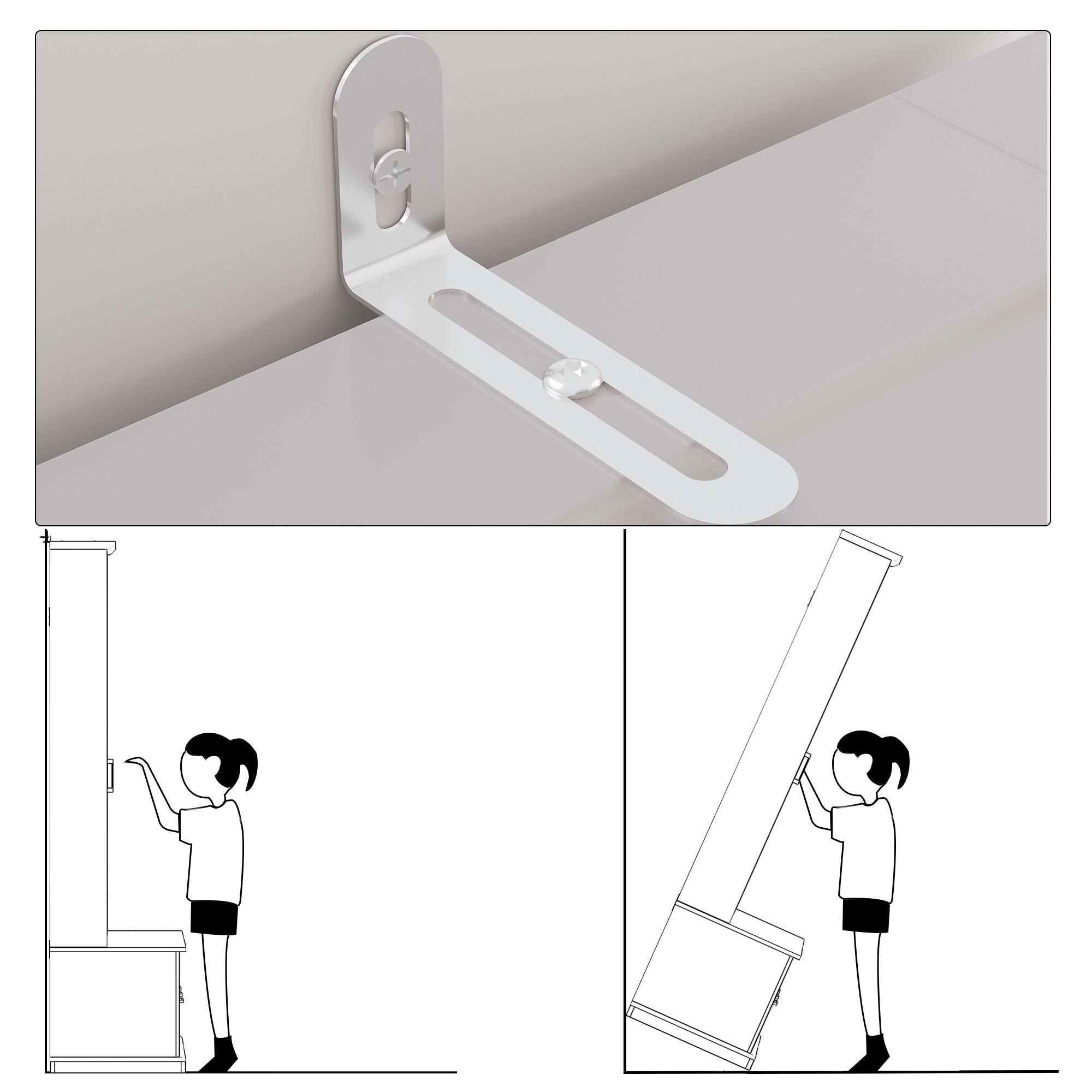 Alt View 4. FUFU & GAGA - Hall Tree with Mirror and Storage Bench Elegant Entryway Organizer with Coat Hooks and Shelves - White.