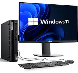Lenovo - Refurbished Excellent - ThinkCentre M80q Tiny Desktop Computer PC | Intel i5-12th | 16GB RAM | 256GB SSD | 19" LED | KB & Mouse | Wi-Fi | Win11 - Black