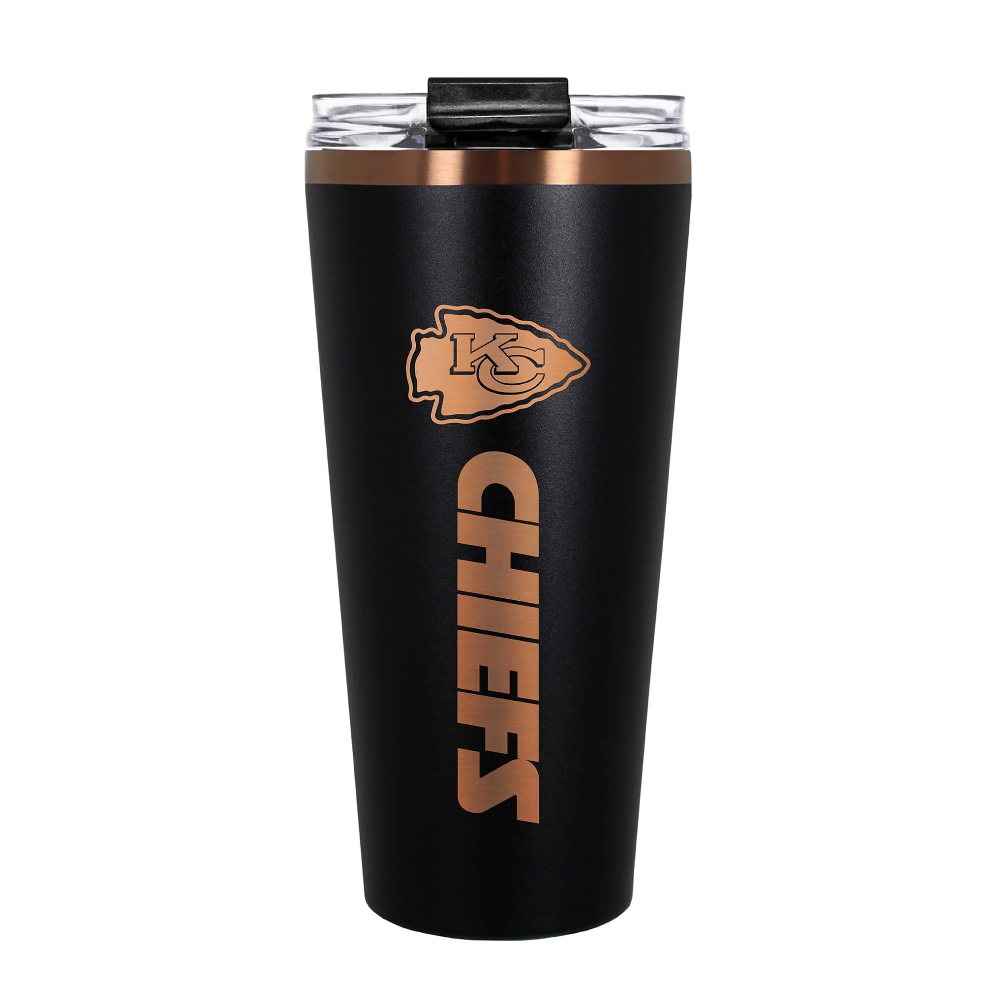 Front. Great American Products - Kansas City Chiefs 30oz. Big Slim Tumbler - Black.