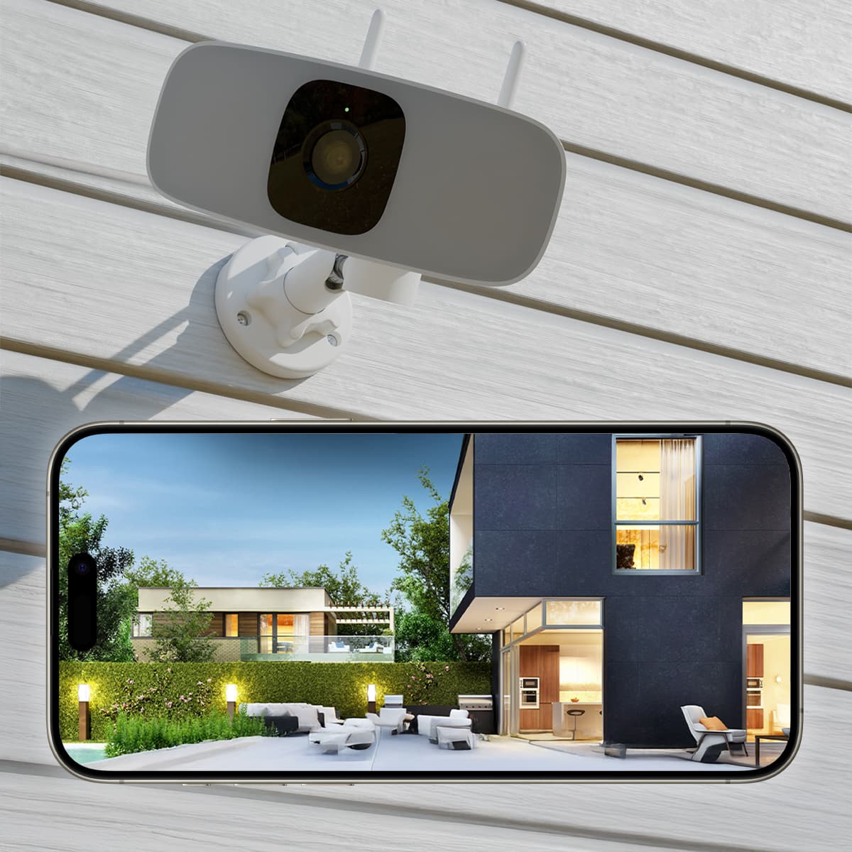 Alt View 3. Lorex - 2K Floodlight Wi-Fi Security Camera (with App Controlled Horizontal Pan) - White.