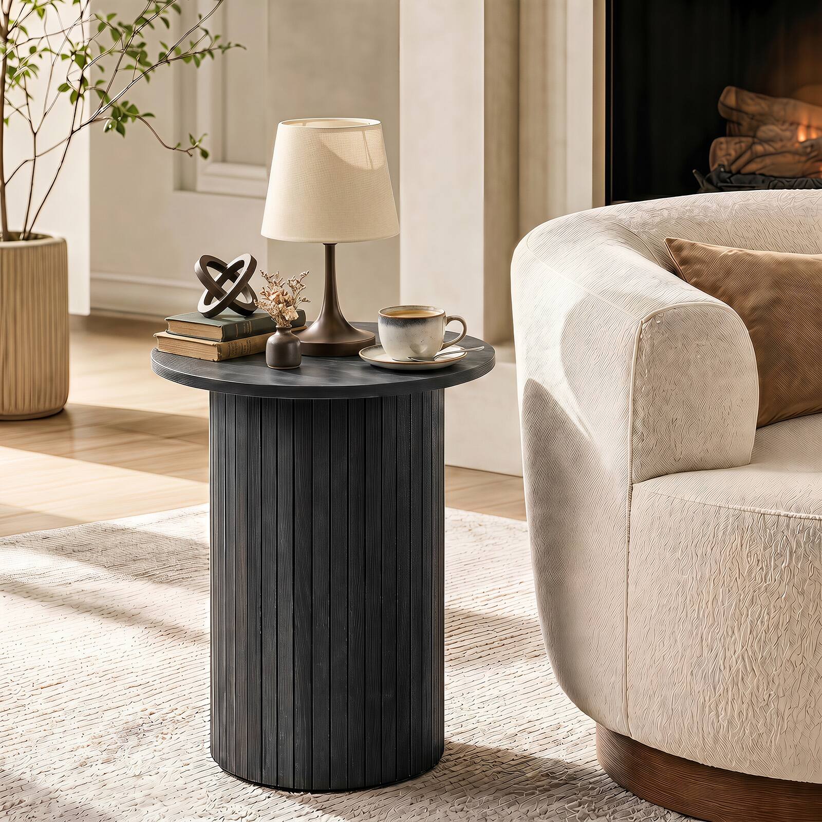 Alt View 4. Costway - Costway 1 PCS Modern Small Wooden Accent Nightstand with Non-Slip Foot Pads for Small Spaces - Black.