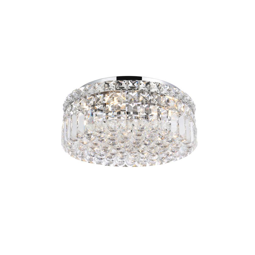 Angle. Elegant Lighting - Maxime 4 light Chrome Flush Mount Clear Royal Cut Crystal - Chrome.