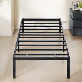 Songmics Home - Twin Metal Bed Frame 16 Inches Tall, 550 lb Weight Capacity, with Under-Bed Storage, Heavy-Duty Platform Bed - Matte Black