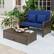 Alt View 1. Costway - Patio Rattan Daybed Wicker Loveseat Sofa with Multifunctional Ottoman - Mix Brown + Blue.