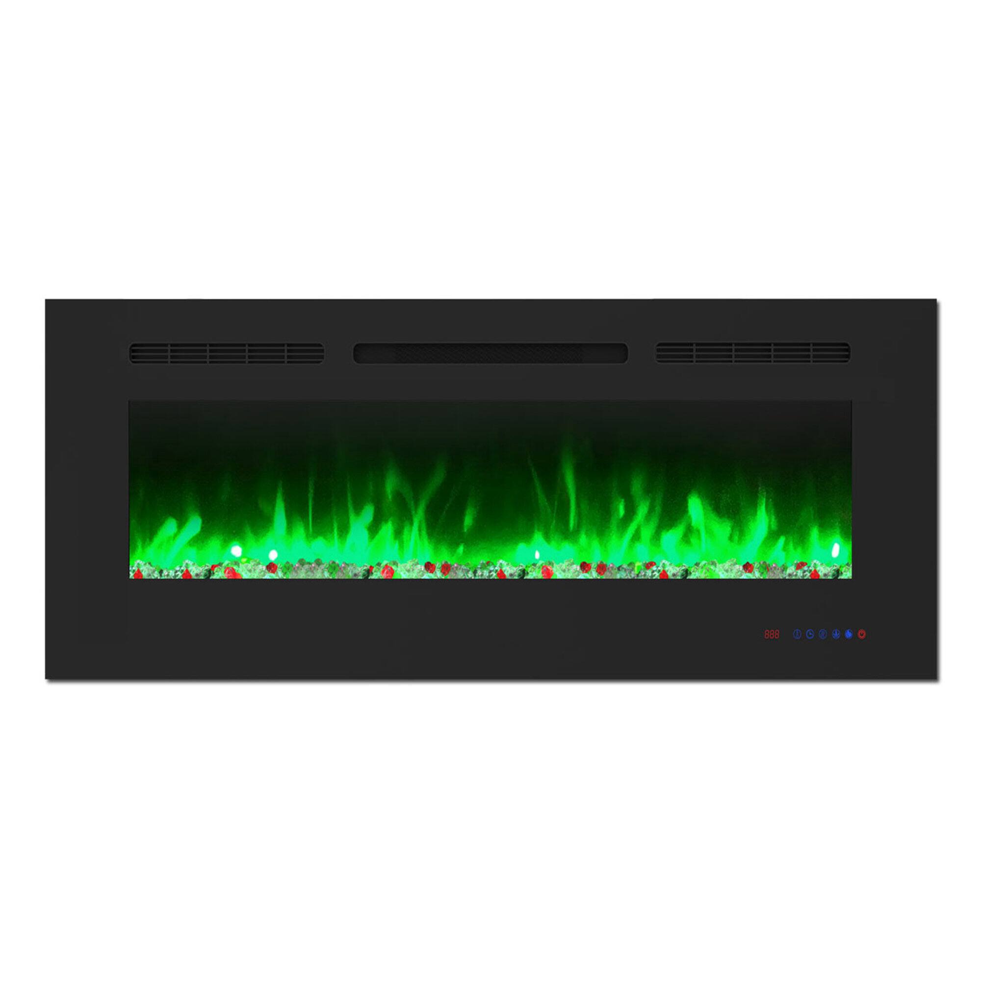 Alt View 8. Ihomeadore - 42" Electric Wall-Mounted  Recessed Fireplace Insert with Remote, Adjustable Flame Color & Speed - Black.