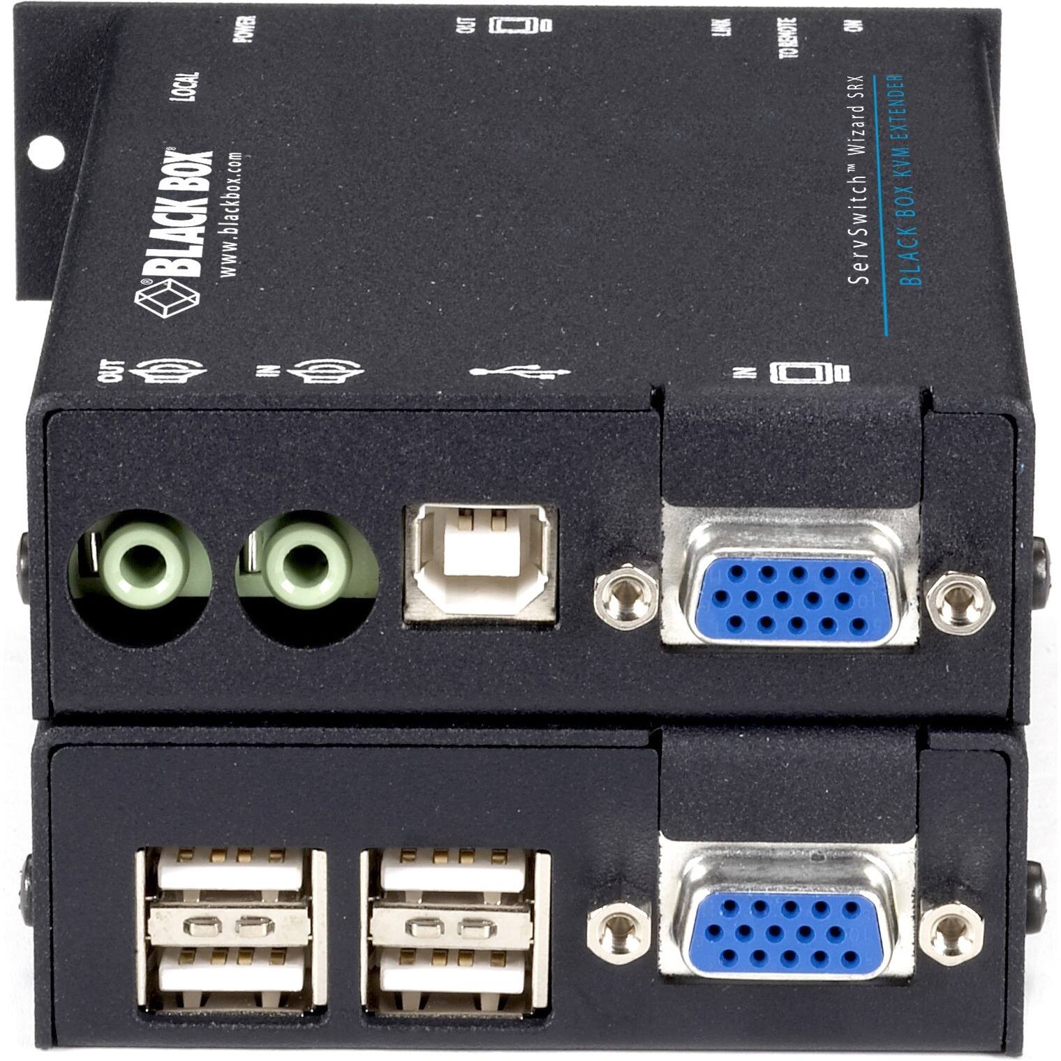 OUT  
POWER  
LOCAL BOX BLACK www.blackbox.com  
IN  
LINK  
IN  
REMOTE TO  
NO SRX Wizard ServSwitch  
EXTENDER  
KVM BOX BLACK