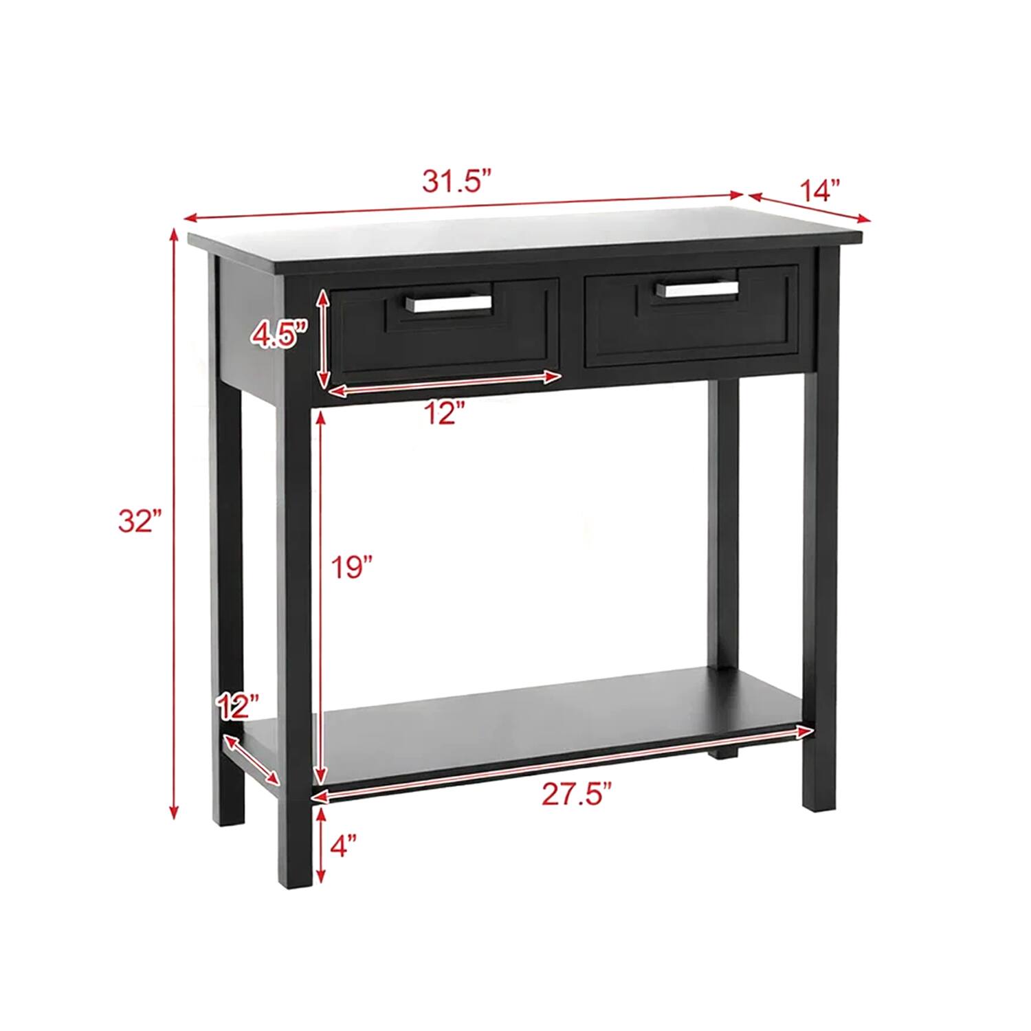 31.5" 14" 4.5" 12" 32" 19" 12" 27.5" 4"