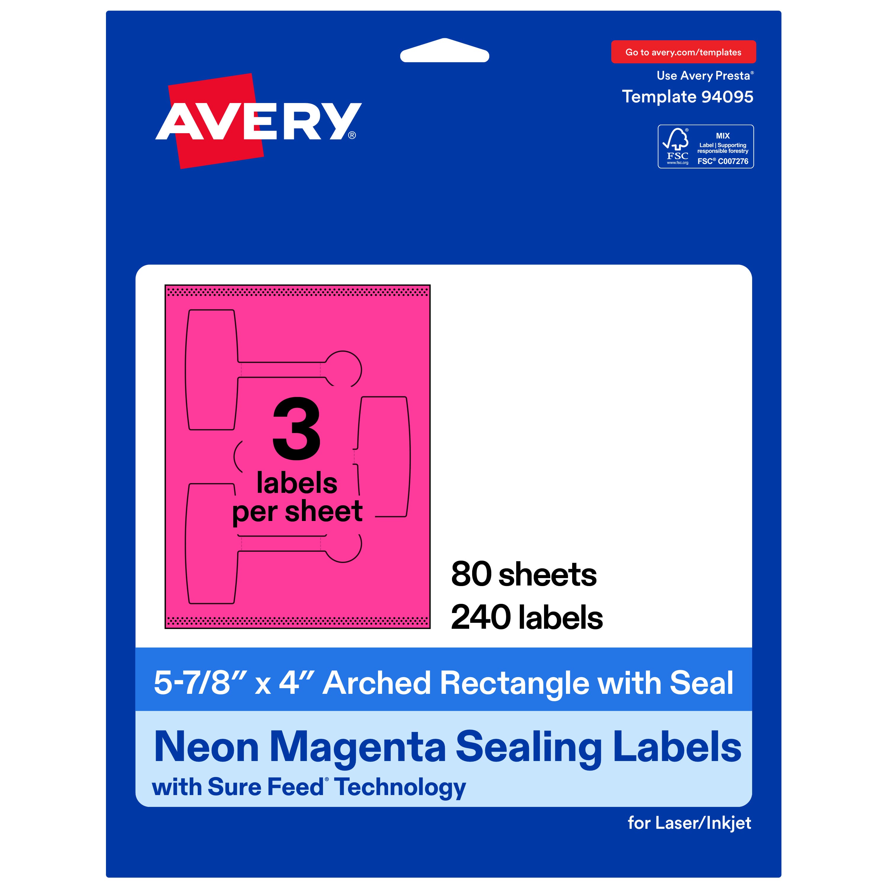 "Avery - Avery® Sealing Labels, 5-7/8"" x 4"", Neon Magenta, 240 Total - Pink" price history on PriceWatchPro