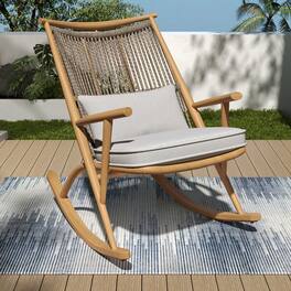 Loheer - Outdoor Rocking Chair Iron Frame PE Rattan Patio Rocker - Gray