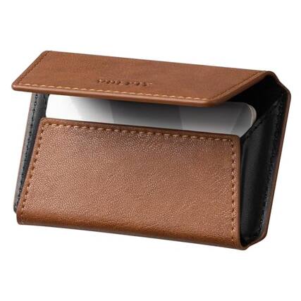 Front. Vulpecula Spade - Leather Business Card Holder Case for Men Slim Pocket Business Card Wallet Name Card Case Holder, Holds 20 Business - Brown.