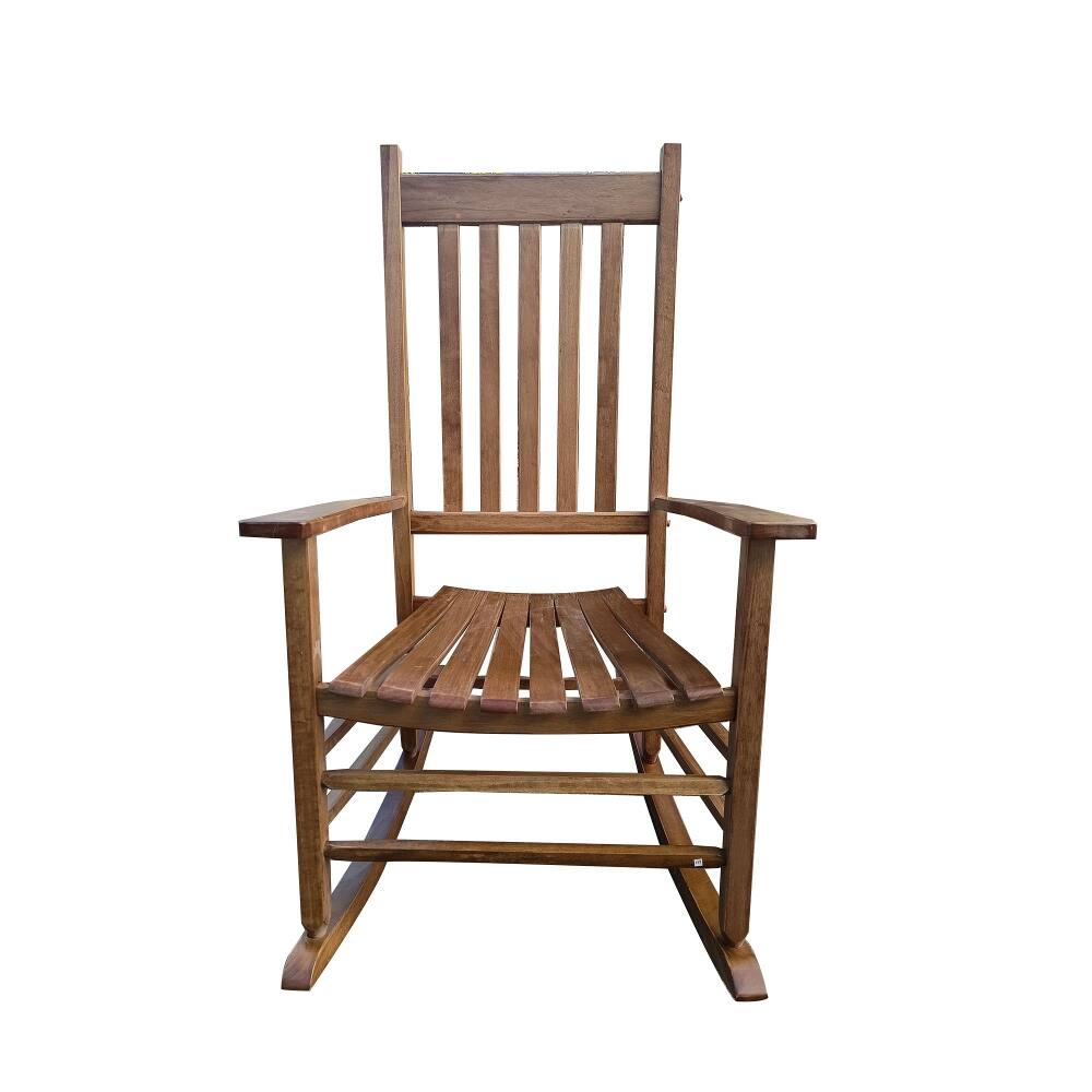 Angle. Loheer - Loheer Adult Rocking Chair Solid Wood Brown Porch Rocker for Balcony and Patio - Brown.