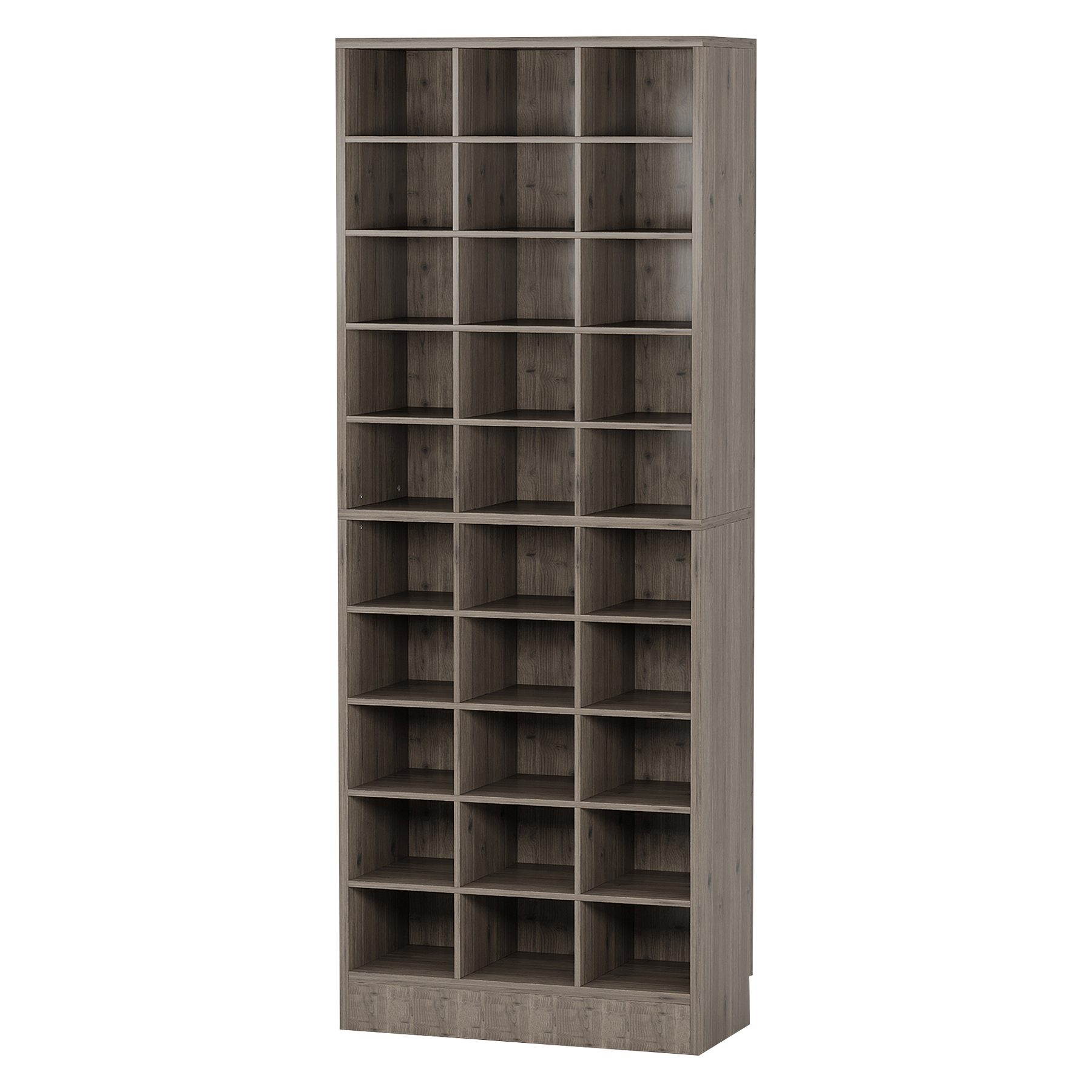 Left. TinyHomie - 25.6 Inches 10-Tier Grey Wooden Shoe Storage Cabinet Modern 30-Cubby Wooden Shoe Rack Organizer - Grey.