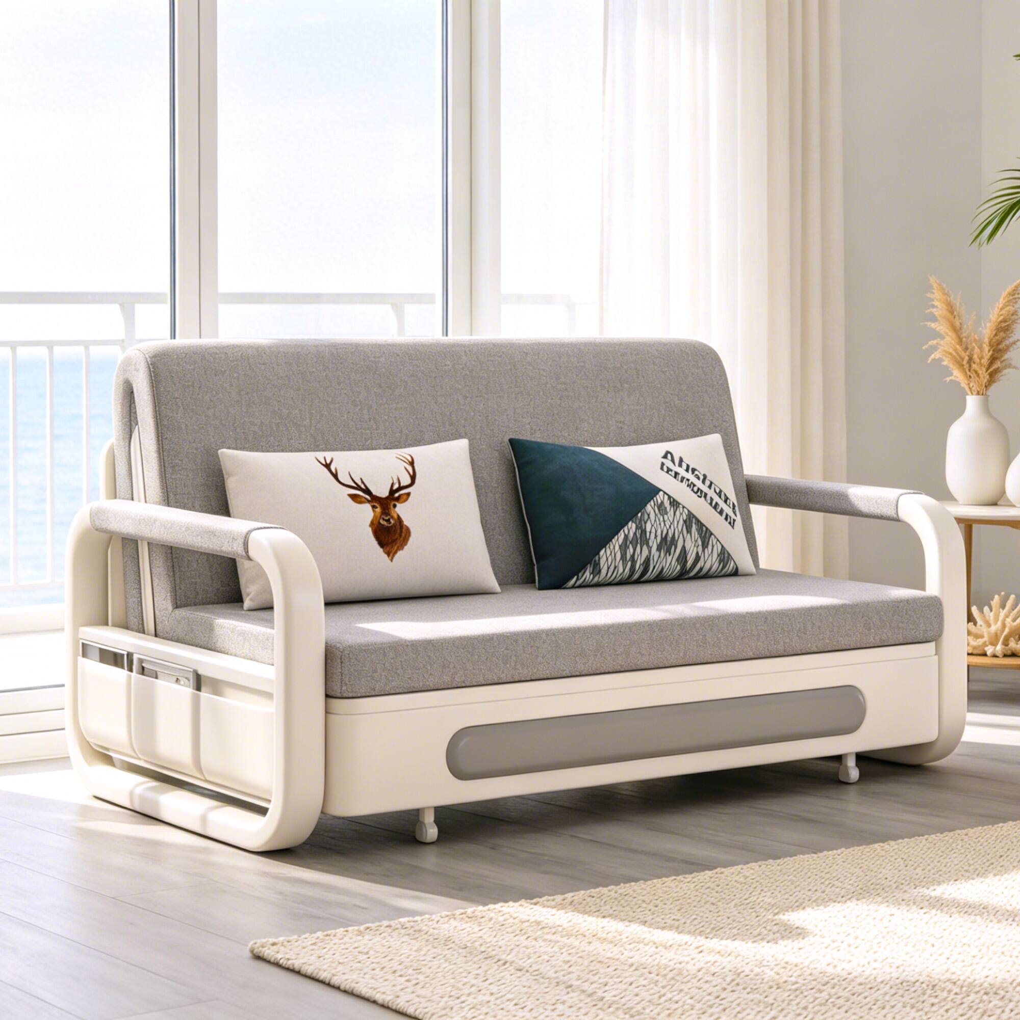 Alt View 9. luck idea - 62.2" Convertible Sleeper Sofa Bed, Modern Pull Out Couch with Storage, Adjustable Backrest, Fabric Loveseat f - grey.