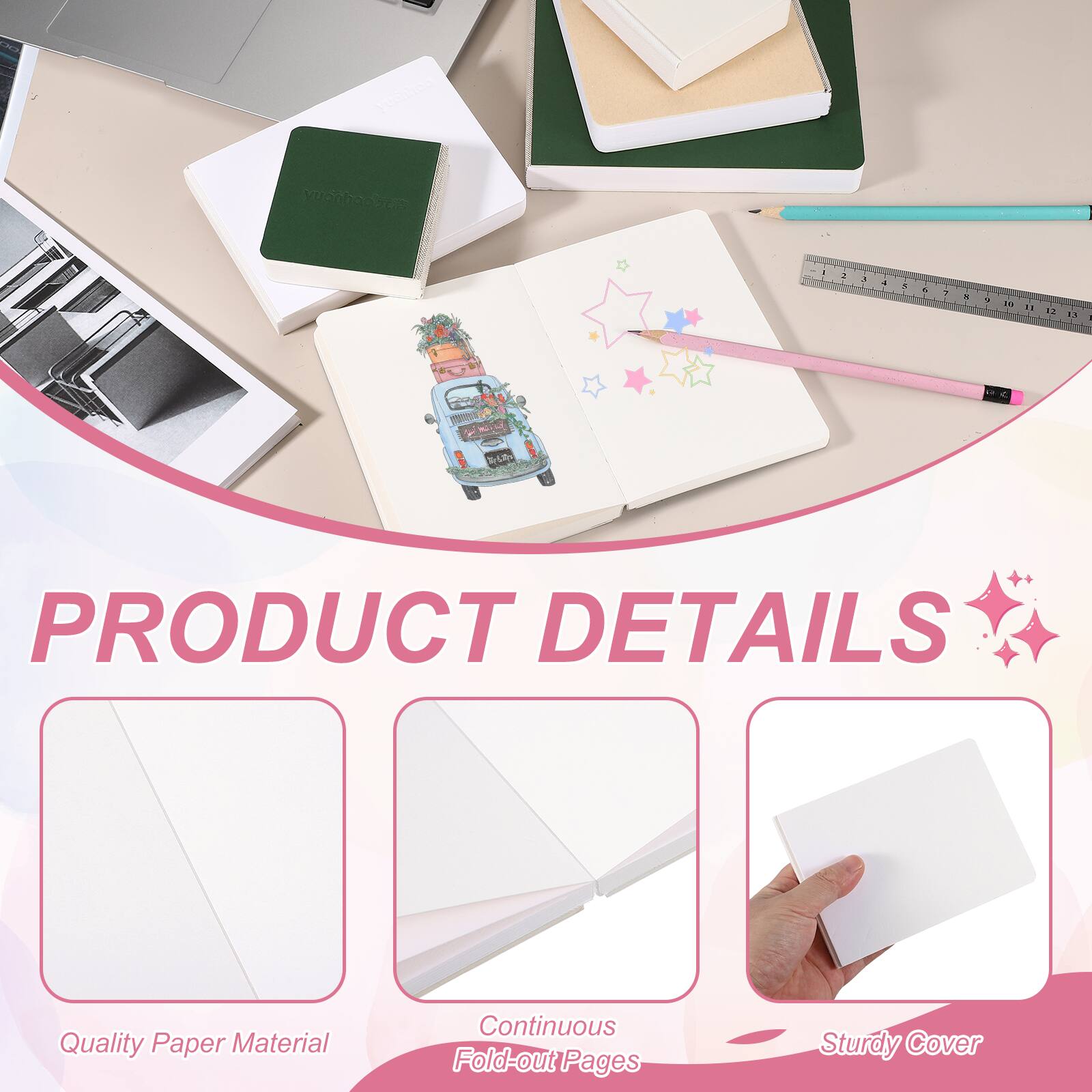 PRODUCT DETAILS

- Quality Paper Material
- Continuous Fold-out Pages
- Sturdy Cover
