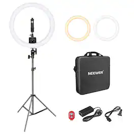 Neewer - 16" App-Controlled Ring Light, LCD, Stand