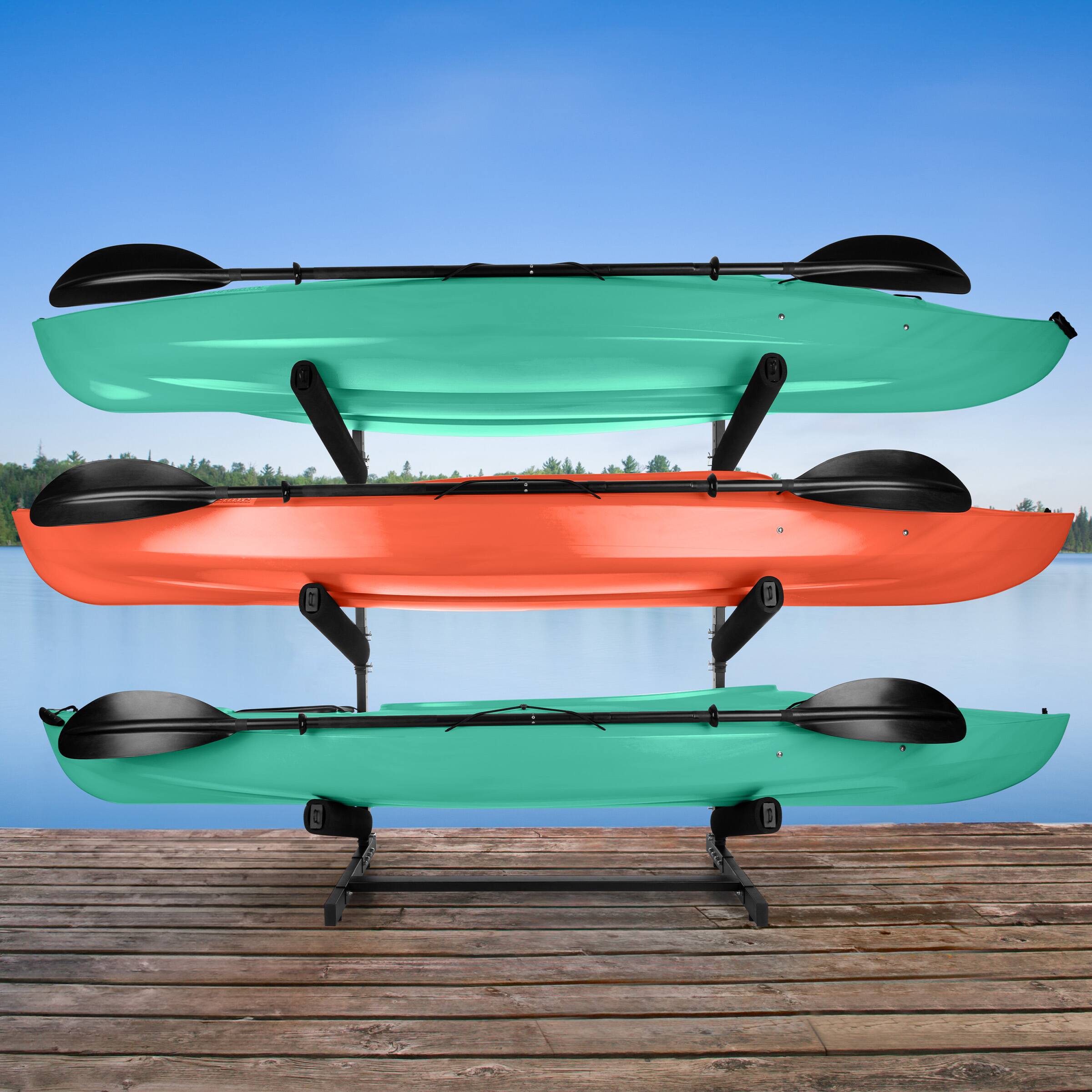 Angle. RAD Sportz - 3-Level Freestanding Kayak Rack - Black.