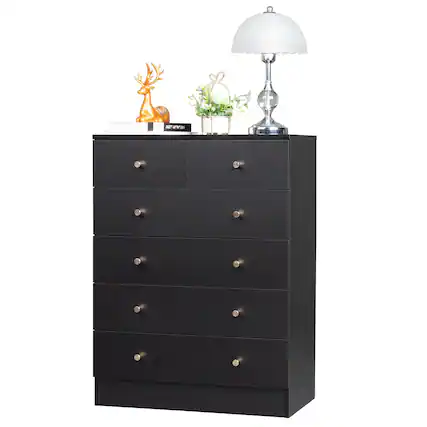 Front. Winado - 6 Drawer Dresser for Bedroom,Tall Dresser Chest of Drawers Anti-Tipping Device - Black.