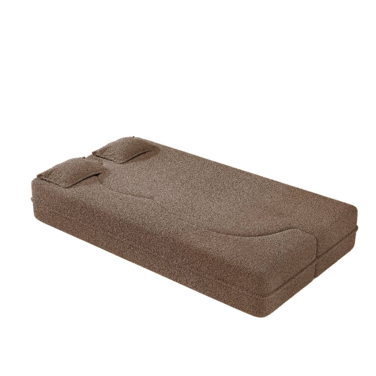 Alt View 10. Ropilly - Ropilly Twin Floor Sofa Bed Convertible Folding Sofa Bed in Brown Sherpa Fleece with Pillows No Assembly - Brown.