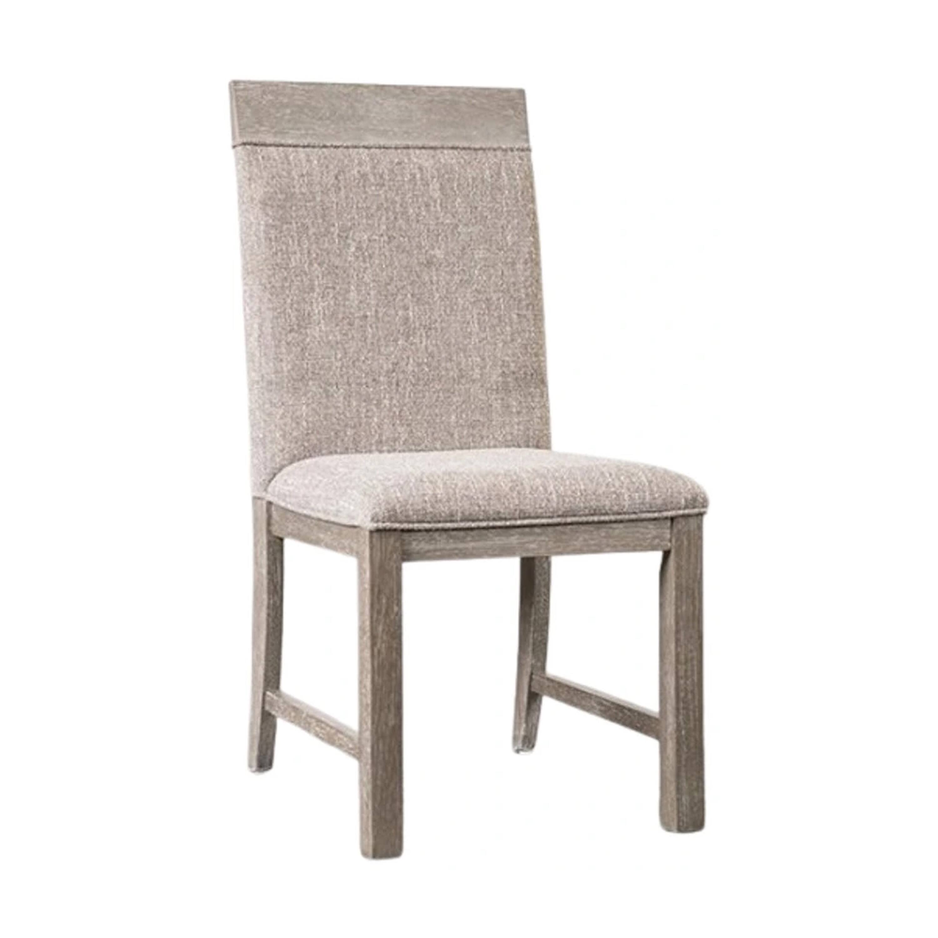 Manhattan Lane - Gris Side Dining Chair, Gray Solid Wood, Fabric Padded Seat - Gray, Stone Gray