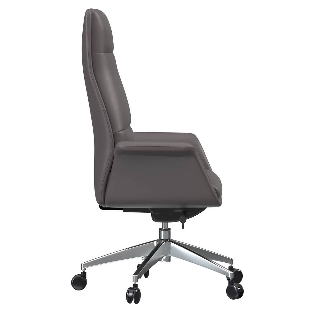 Alt View 1. LeisureMod - Summit High-Back Swivel Leather in Metal Frame Office Desk Chair with Adjustable Height, Tilt & Plush Cushion - Grey.