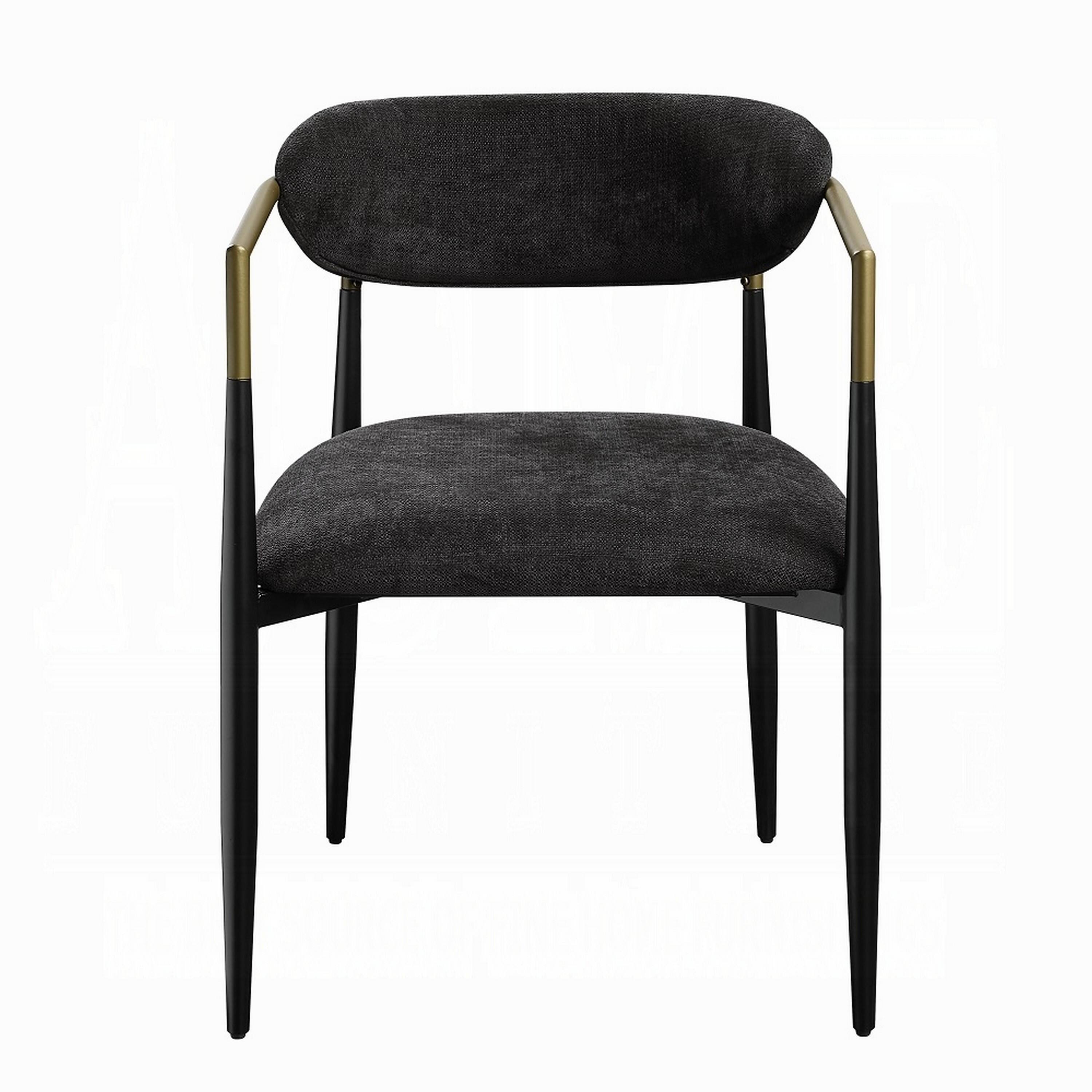Alt View 1. Manhattan Lane - Vonn Dining Side Chair Set of 2, Black Gold Metal, Black Fabric - Black, Gold.