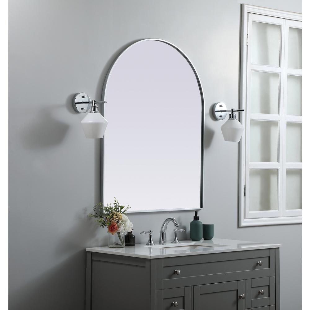 Alt View 4. Elegant Decor - Metal Frame Arch Mirror 33x42 Inch in Silver - Silver.