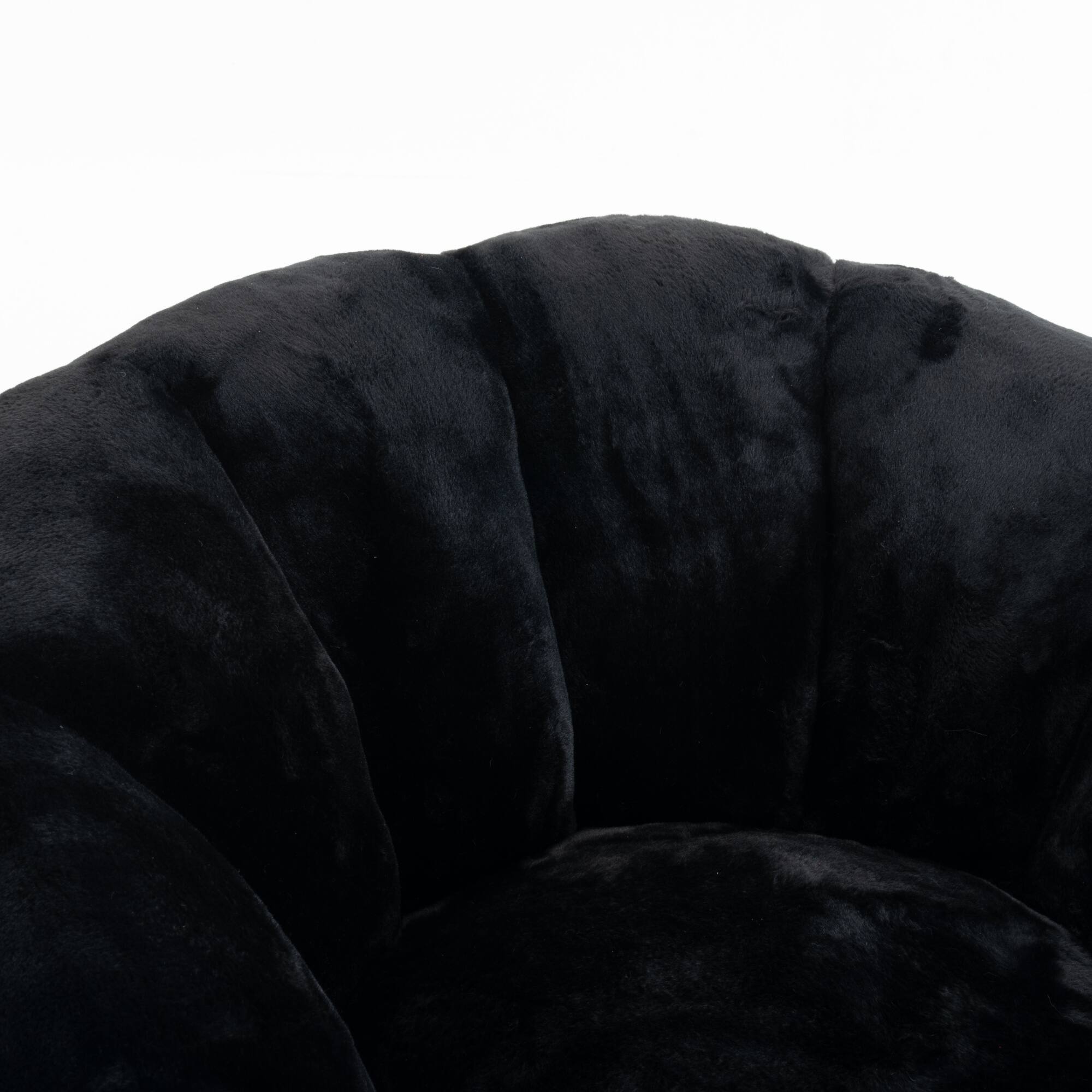 Alt View 5. GOODSILO - Floral-Shaped Faux Fur Bean Bag Sofa, Ultra-Soft Large Reading Chair for Living Room or Bedroom, Single-Seater - Black.