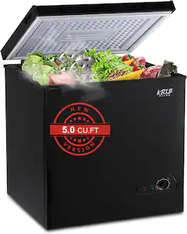 CheryLife - 2.83 Cu.Ft Mini Chest Freezer 7 Gears Temperature Control Compact Deep Freezer with Top Open Door - Black