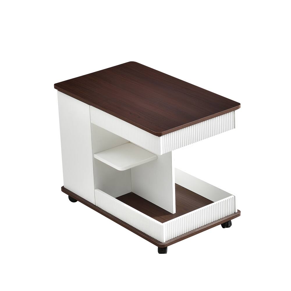 Alt View 9. Loheer - Loheer Adjustable End Table with Wheels Lift-Top Sofa Side Table 360 Rotating Top Small Space Storage Modern White - White.