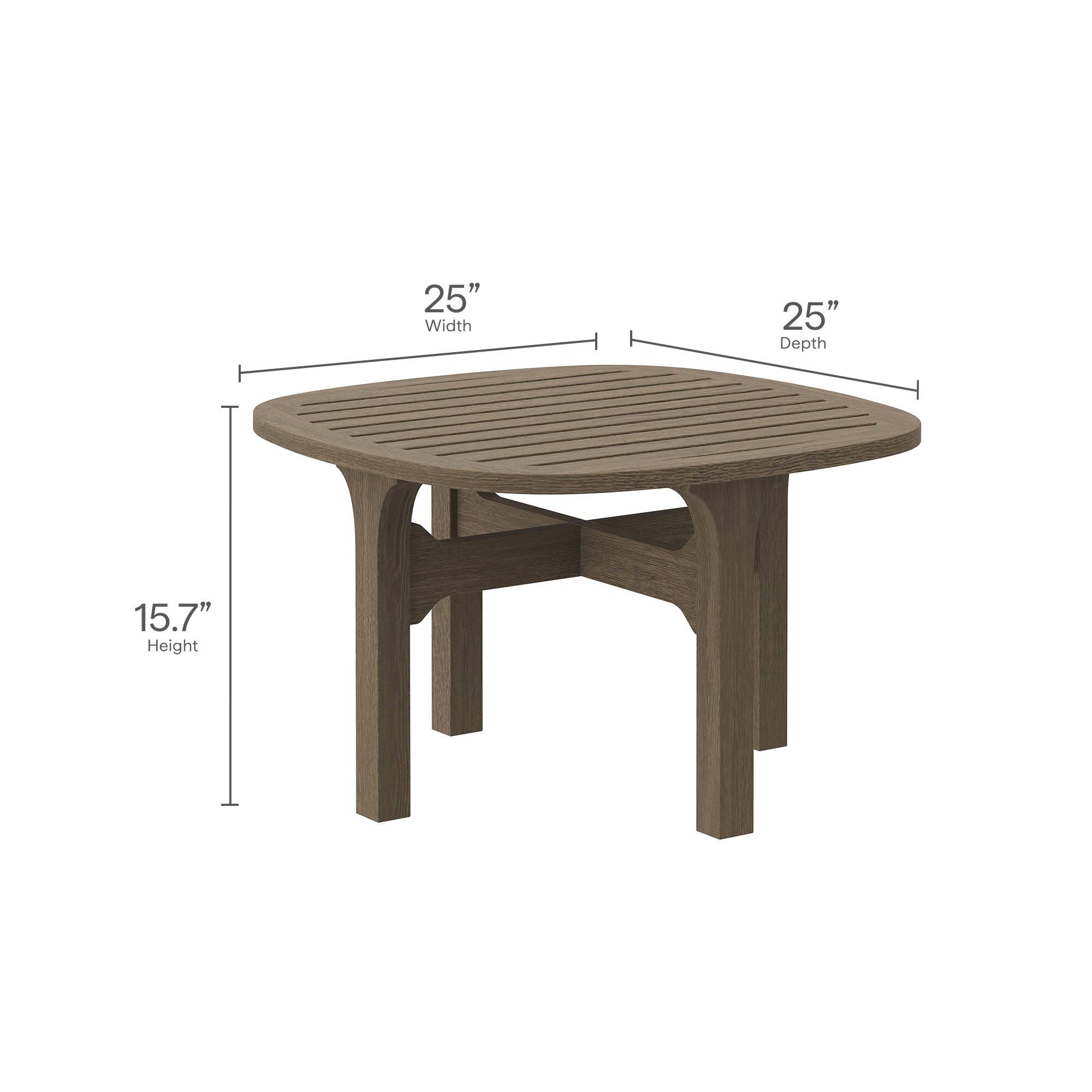 25" Width  
25" Depth  
15.7" Height