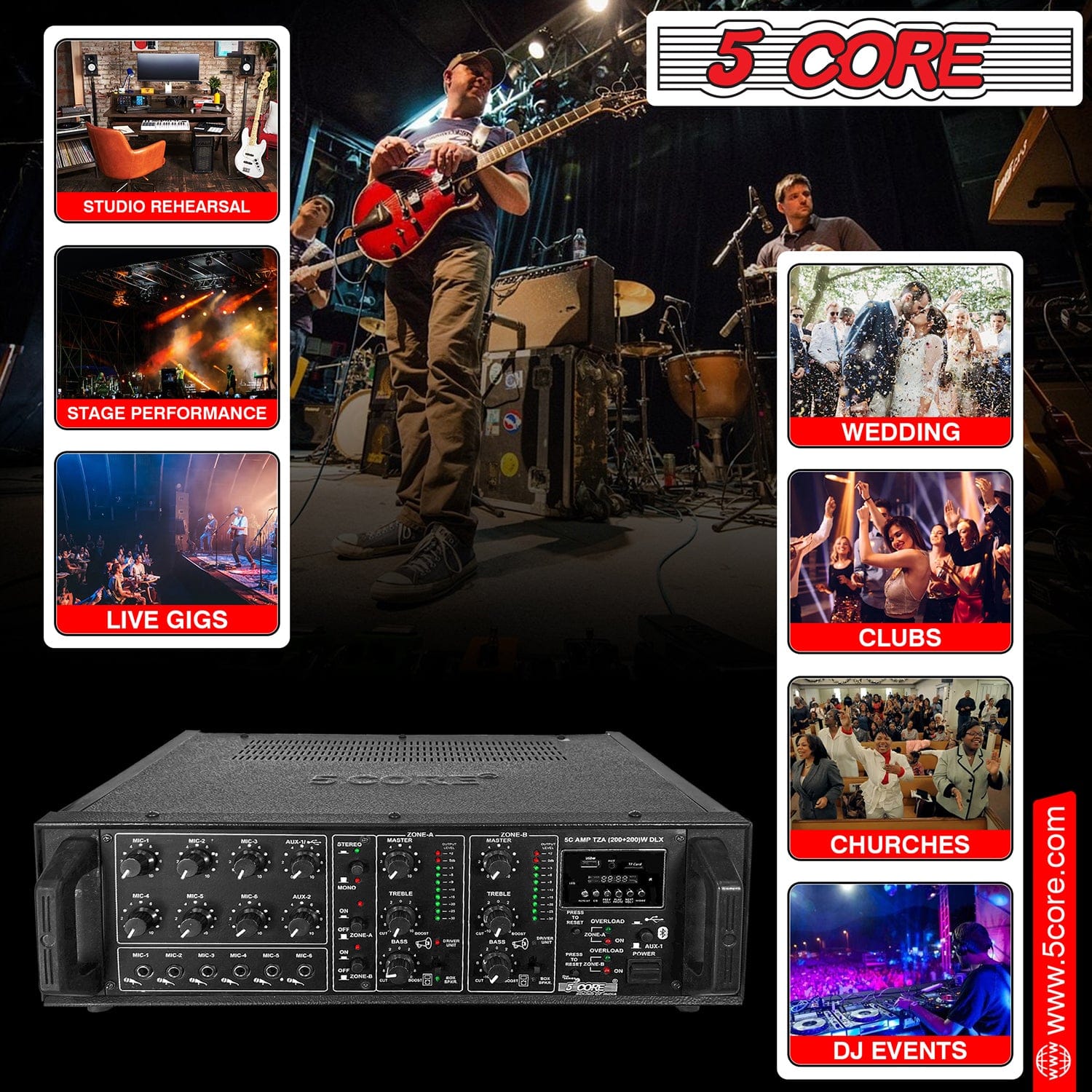 5 CORE
STUDIO REHEARSAL
STAGE PERFORMANCE
LIVE GIGS
WEDDING
CLUBS
CHURCHES
DJ EVENTS
www.5core.com