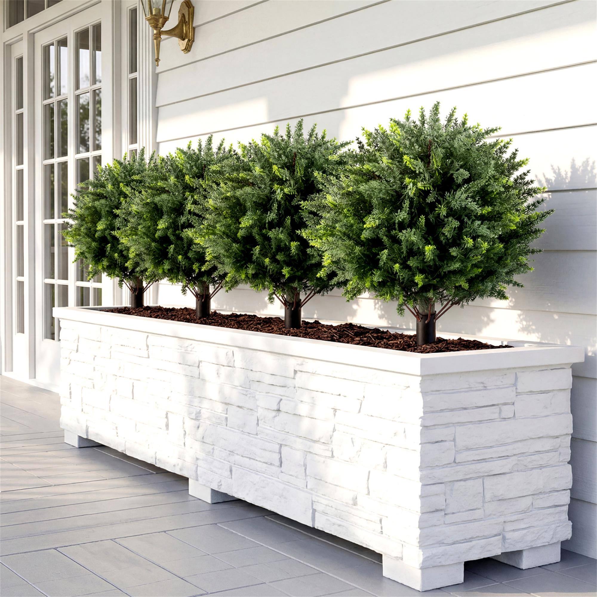 Alt View 2. Boyel Living - 27.5 inch Artificial Cypress Topiary Trees with Ground Spikes Set of 2 - Green.