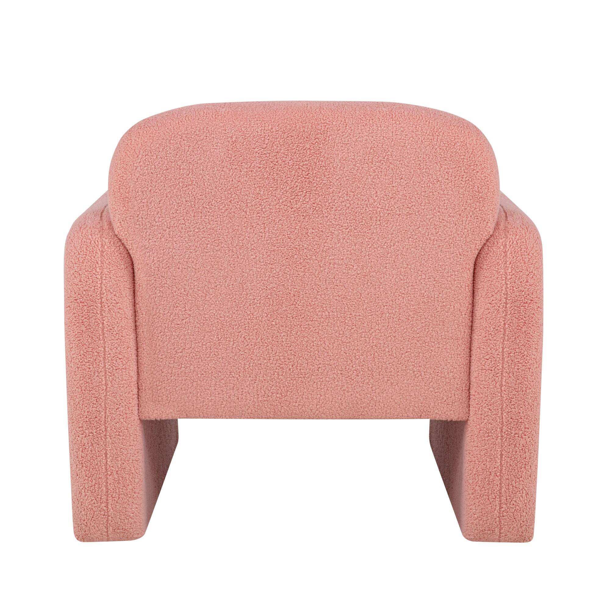Alt View 6. GOODSILO - Minimalist Teddy Fleece Single Sofa Chair with Arms and Pillow for Living Room, Bedroom, Study - Pink.