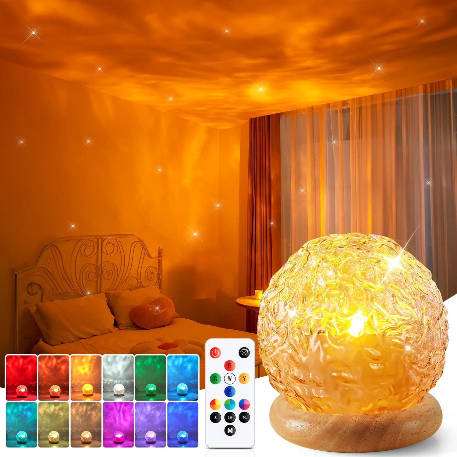 Dazzed Corner - Mood Lighting Crystal Ball Projector, 216 Modes RGB Ambient Light - Yellow