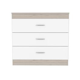 TuHome - Melia Three Drawer Dresser, Superior Top, Metal Hardware - Light Gray / White