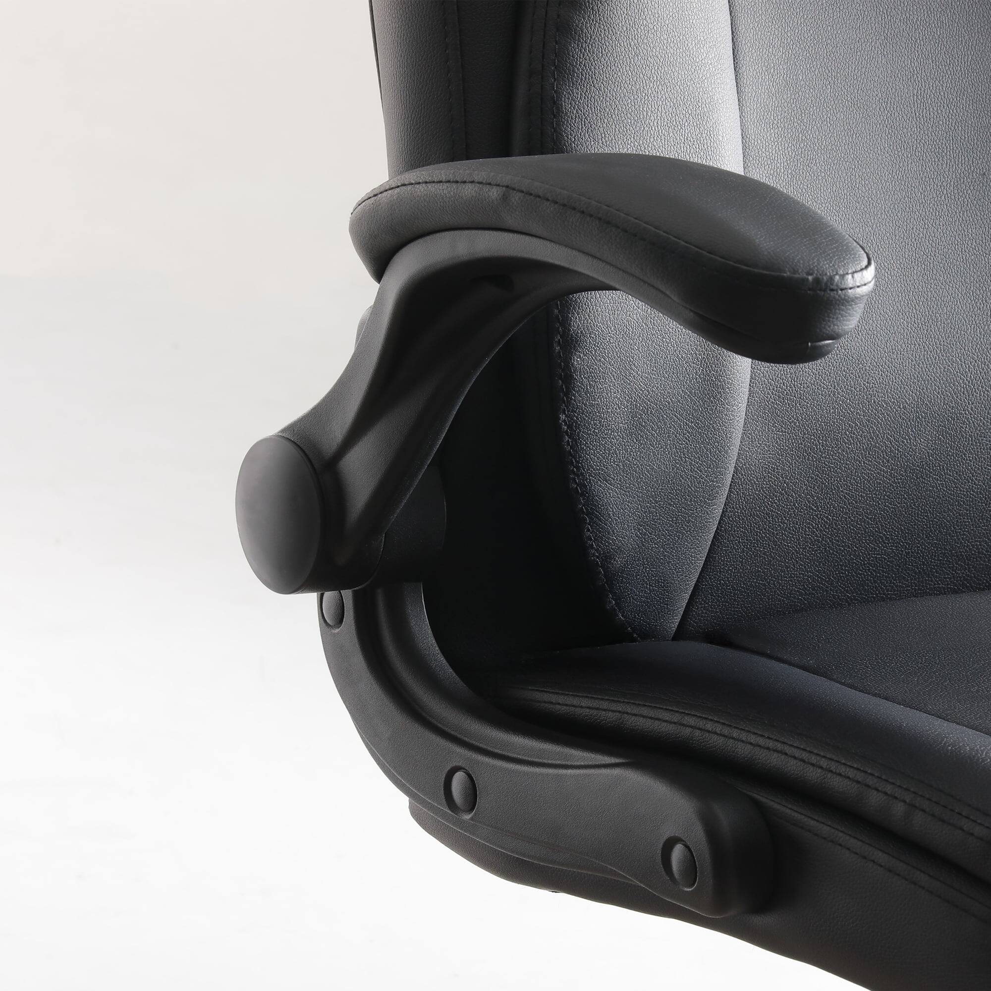 Angle. Neo Chair - Office Desk Gaming Computer Home Chair Ergonomic Executive High Back Support Flip-up Arms Rolling Wheels PU Leather - Black.