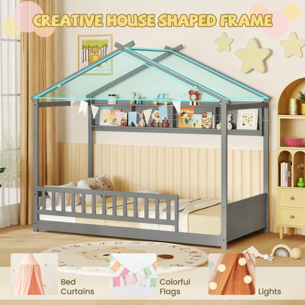 CREATIVE HOUSE SHAPED FRAME

Bed Curtains  
Colorful Flags  
Lights
