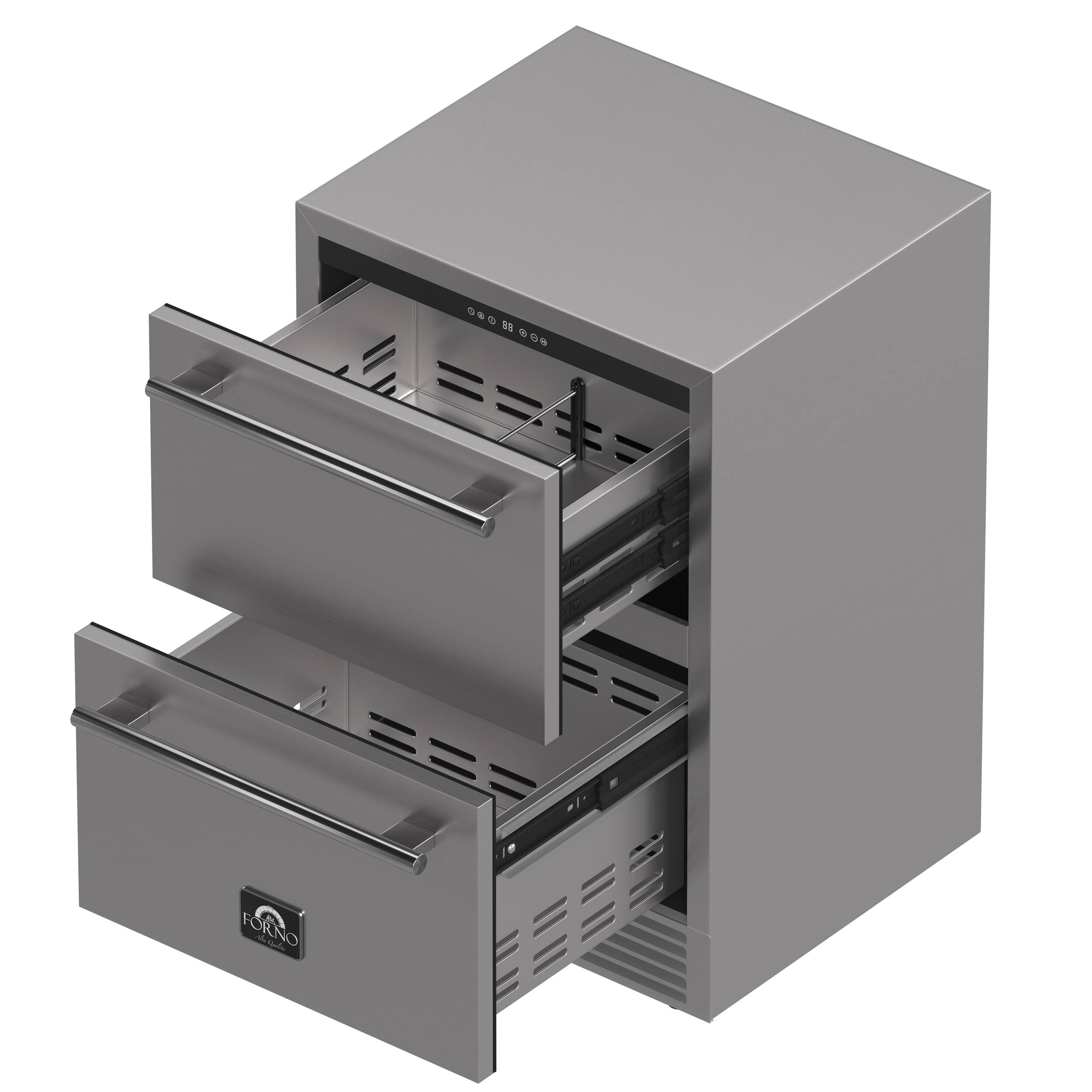 Angle. Forno Appliances - Como 4.87 Cu. Ft. Compact Counter-Depth Drawer Refrigerator for Indoor or Outdoor Use - Stainless Steel.