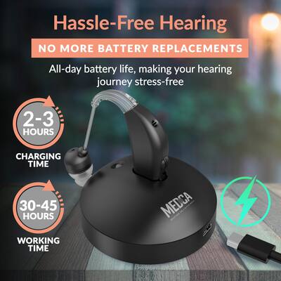 Tangsonic Hearing Aid Rechargeable Audio Sound Amplifier For Deafness Adults Seniors Men Women Portable Magnetic Charging Box