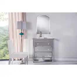 Elegant Decor - 3 Drawer Bedside Cabinet 33 in.x 18 in.x 32 in. in silver paint - Hand Rubbed Antique Silver
