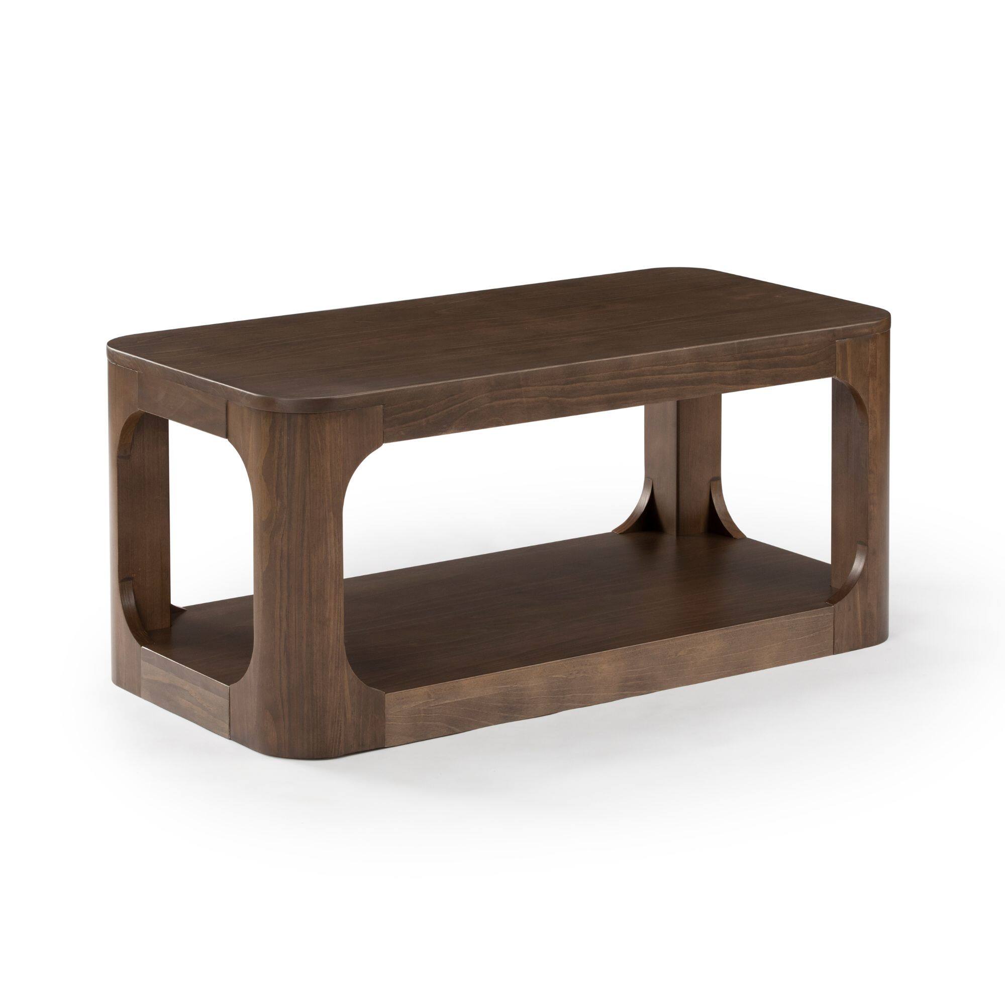 Alt View 2. Plank+Beam - Forma Rectangular Coffee Table with Shelf (40in x 20in / 1020mm x 510mm), Walnut - Walnut.