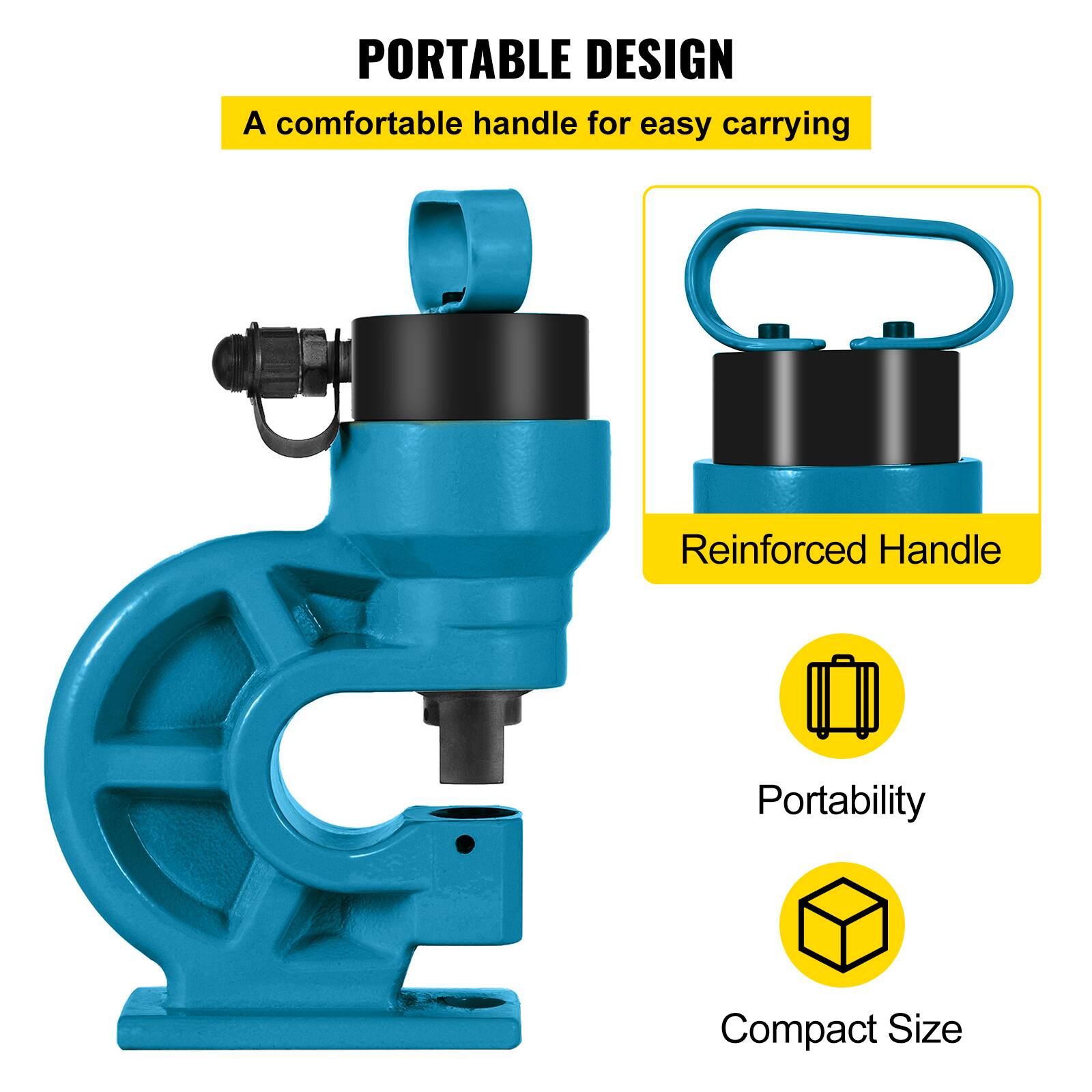 PORTABLE DESIGN  
A comfortable handle for easy carrying  

Reinforced Handle  

Portability  

Compact Size