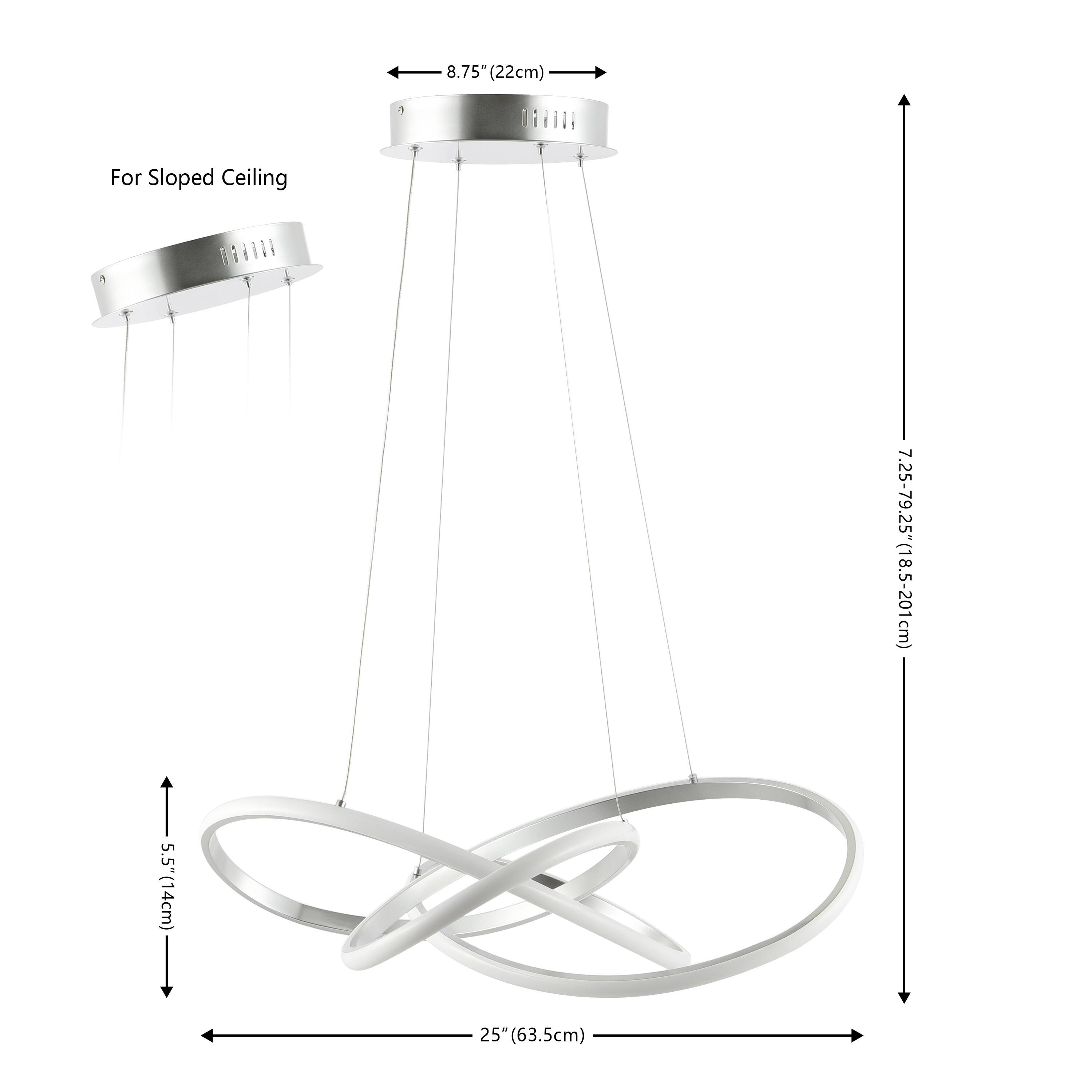 8.75" (22cm) For Sloped Ceiling  
7.25-79.25" (18.5-201cm)  
5.5" (14cm)  
25" (63.5cm)