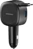 Front. Insignia™ - 75W 2.3 ft. Retractable Car Charger for Smartphones, Tablets, and More - Black.