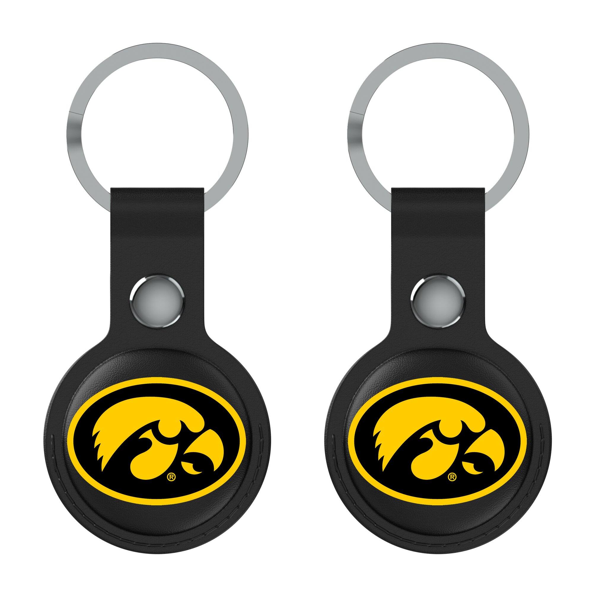 Front. Keyscaper - Black Iowa Hawkeyes Two-Pack AirTag Holders - No Size - Black.