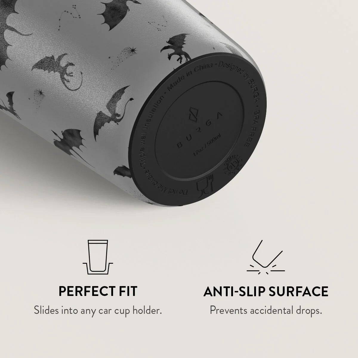 China Designed by BURGA Insulation BURGA S AR6 (I3r U / 500ml FREE 17oz Triple SOIE v BMODIY jou Do PERFECT FIT Slides into any car cup holder. ANTI-SLIP SURFACE Prevents accidental drops.