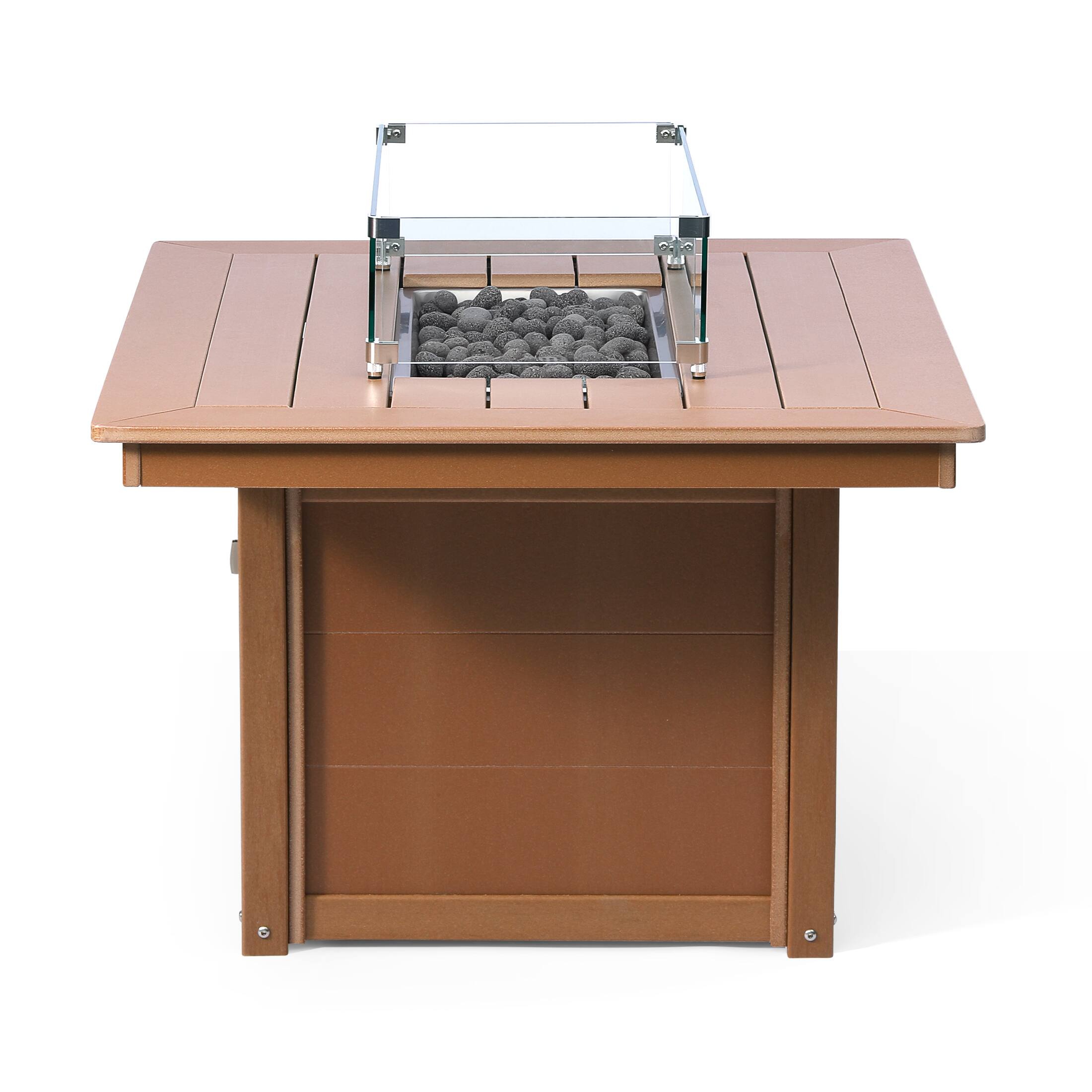 Alt View 1. WestinTrends - WestinTrends Helios 46" Modern Outdoor 55,000 BTU Patio Gas Propane Rectangle Deck Fire Pit Table - Teak.