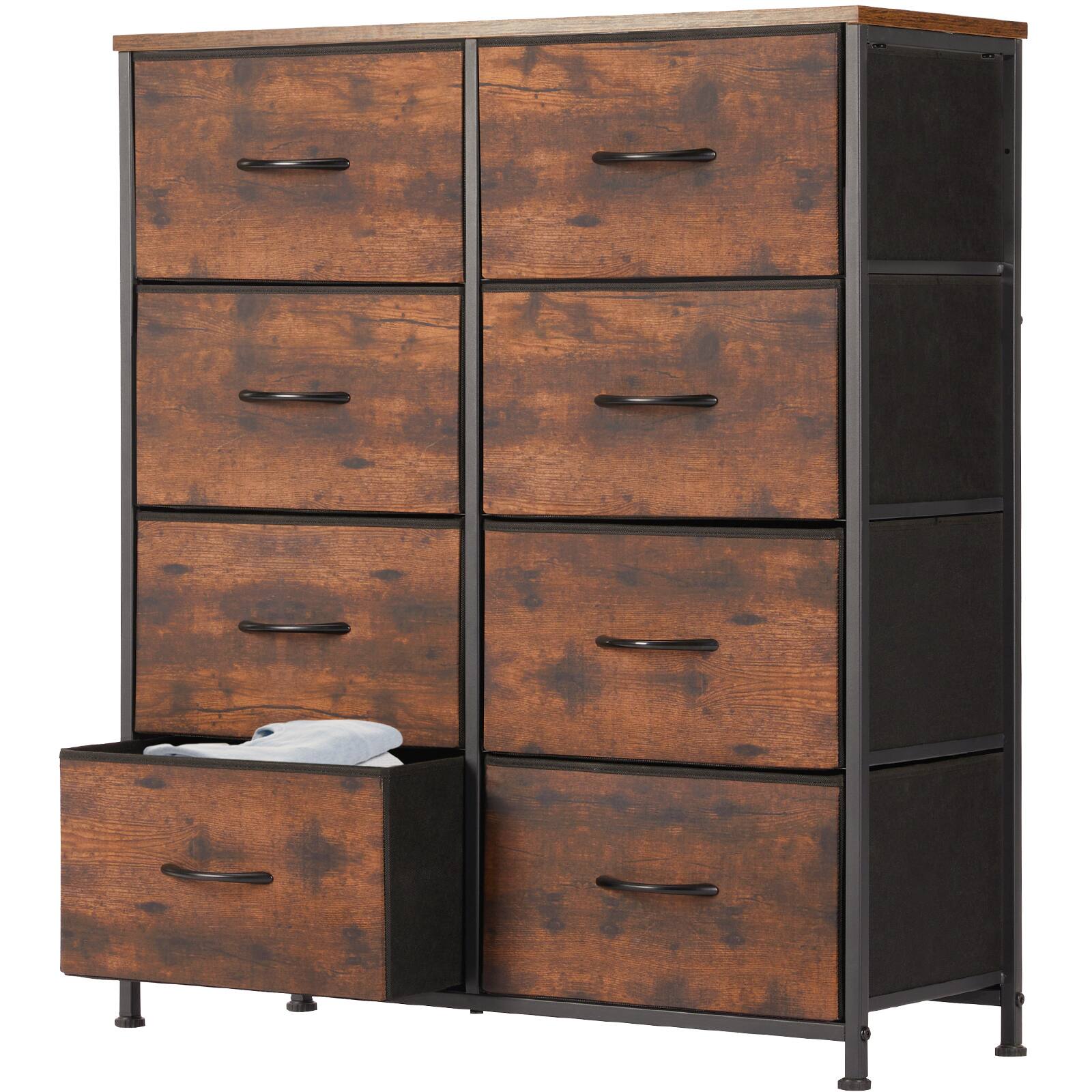Bestier - 8 Drawer 31.4 in.W Fabric Storage Tower Dresser Wooden Top for Kid Room, Closet, Entryway, Nursery - Brown