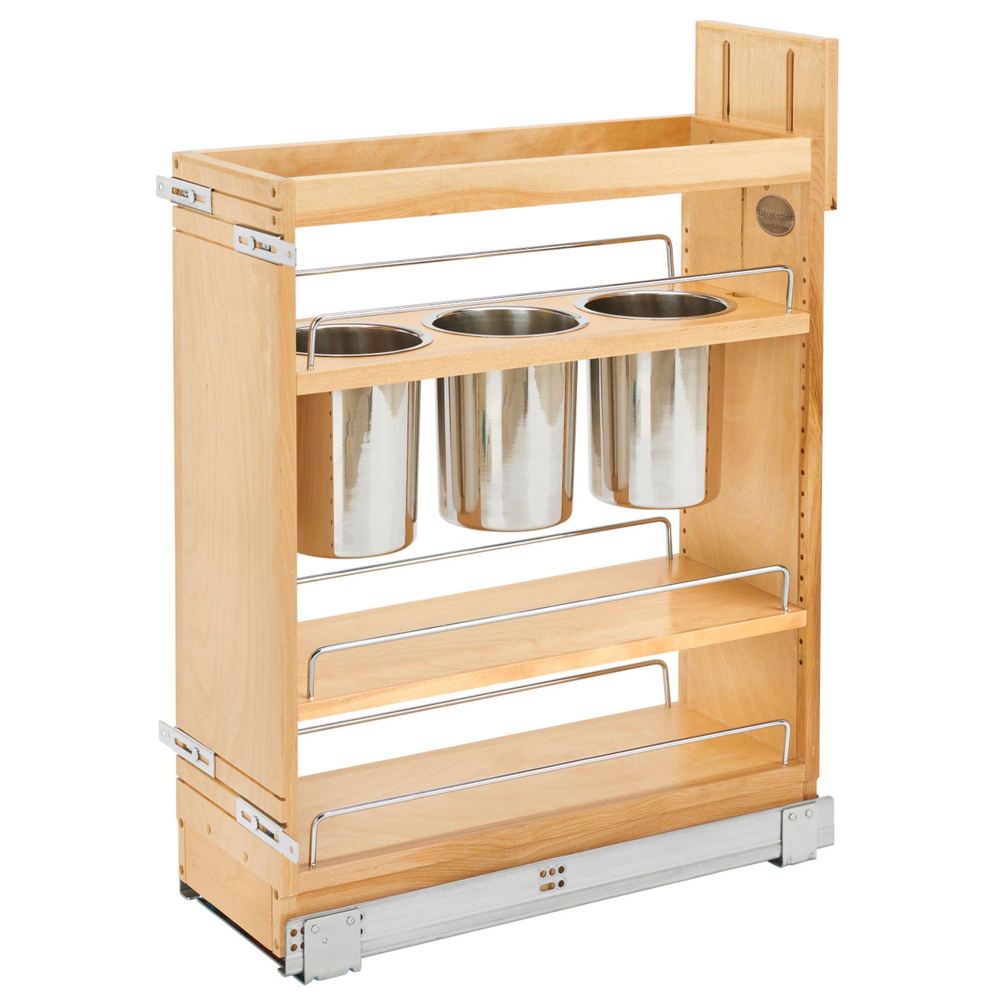 Rev-A-Shelf - 8" Pullout Kitchen Cabinet Organizer with Soft-Close, 448UT-BCSC8C - Natural Maple