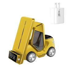 RISOKEYS - 3-in-1 Car-Shaped Desktop Charger with Charging Port - Multi-Functional Wireless Charging for Watches and Earphones - Yellow